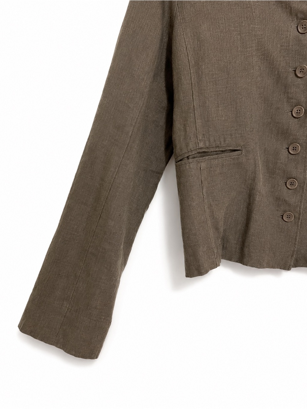 Eileen Fisher Gray 100% Irish Linen Button Front Blazer Jacket – Fits Size Small - Picture 4 of 7